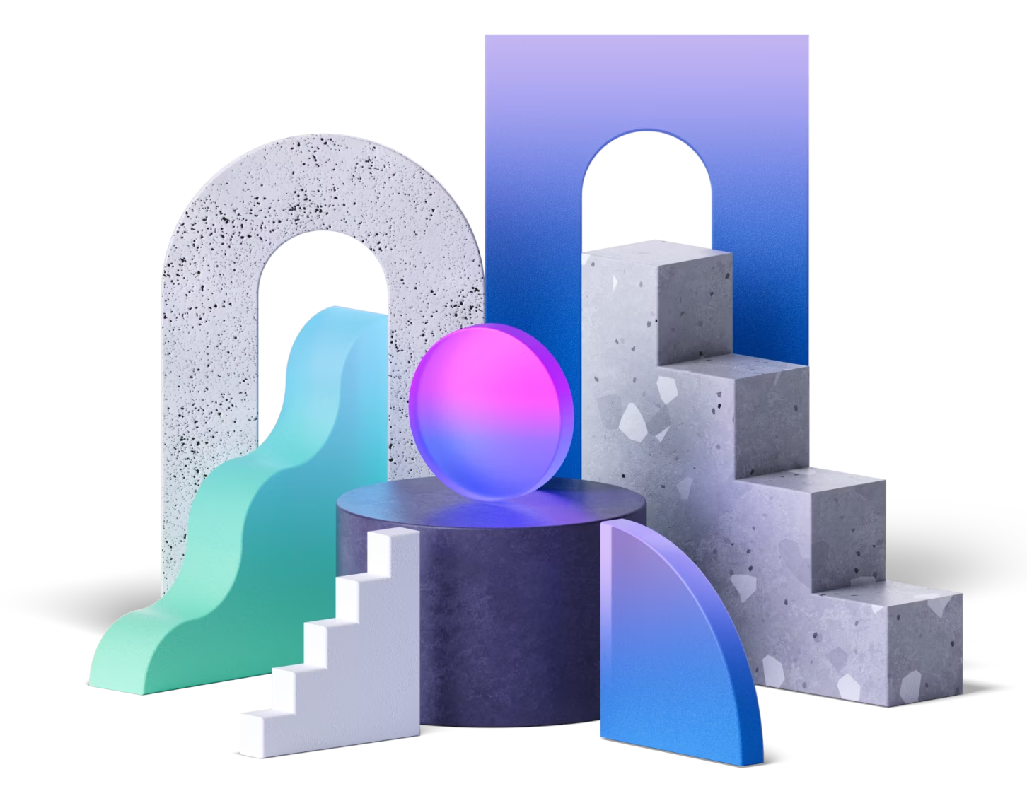 Abstract 3D render of geometric shapes representing Circle's financial infrastructure